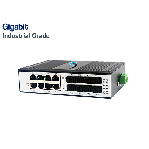 Gigabit Industrial Switch HUB 8 LAN + 8SFP