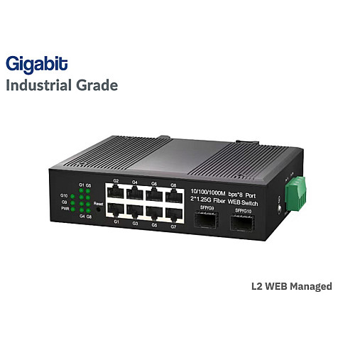 L2 Managed Gigabit Industrial Switch 8 LAN + 2SFP