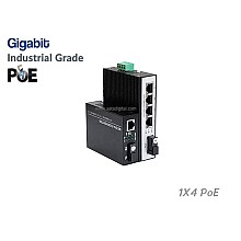 Gigabit Industrial Fiber PoE Switch 1X4 Port 20KM