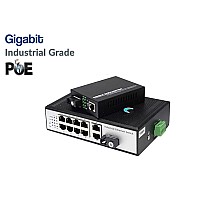 Gigabit Industrial Fiber PoE Switch 1X8 Port 20KM