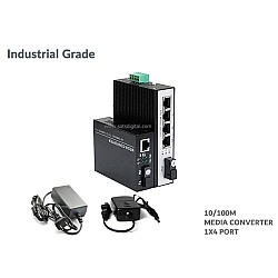 Industrial Media Converter 10/100 1X4 Port SM BIDI 20KM