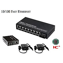 Fiber Media Converter 10/100 1X8 Port SM Duplex 20KM