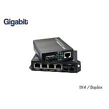 Gigabit Media Converter 1X4 Port SM Duplex 20KM