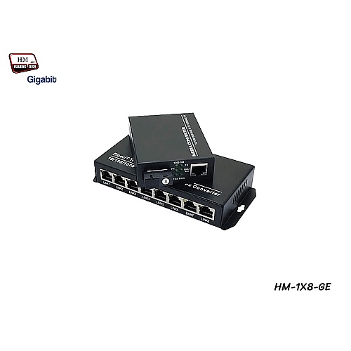 Gigabit Media Converter 1X8 Port SM BIDI 3KM