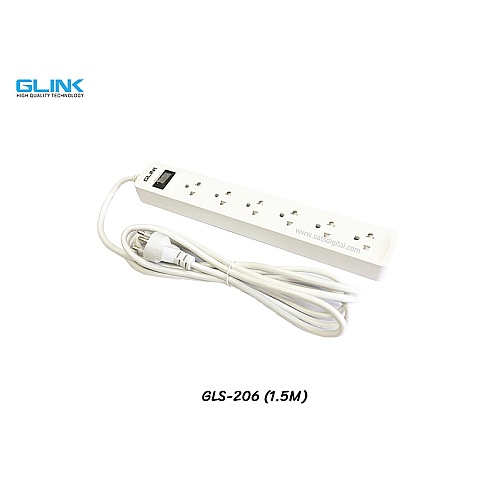 ปลั๊กไฟ 6 ช่อง GLINK รุ่น GLS-206 สายไฟ 1.5 เมตร