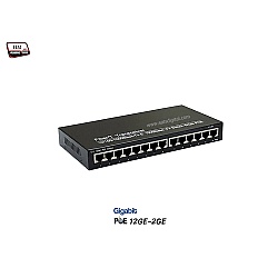 Gigabit PoE Switch 12 Port + 2 LAN GE Uplink