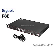 Gigabit PoE Switch 16 Port + 2GE + 2 SFP Uplink (Rack)