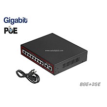 Gigabit PoE Switch 8 Port + 2 LAN GE Uplink