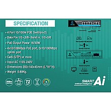 RELKOR PoE Switch 4 Port 10/100 + 2 LAN FE Uplink