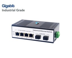 Gigabit Industrial Switch 4 Port + 2 SFP Uplink