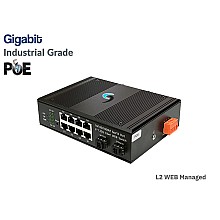 Managed L2 Gigabit Industrial PoE Switch 8 Port + 2 SFP Uplink