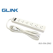 ปลั๊กไฟ 6 ช่อง GLINK รุ่น GLS-206 สายไฟยาว 3 เมตร