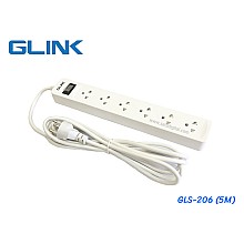 ปลั๊กไฟ 6 ช่อง GLINK รุ่น GLS-206 สายไฟยาว 5 เมตร